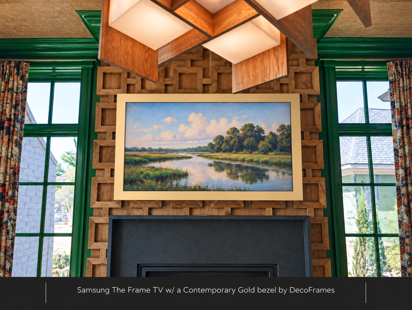 Samsung The Frame TV w/ a Contemporary Gold bezel by DecoFrames